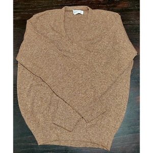 Vintage Jantzen Brown V-Neck Pullover Sweater 80s Made in USA Size Large